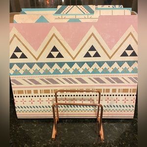 EUC - copper / rose gold colored metal desk organizer / divider